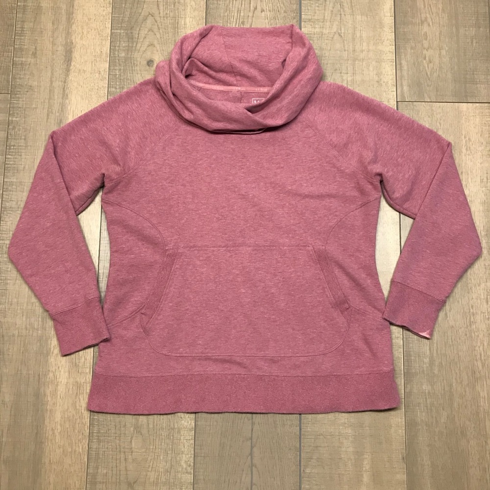 L.L. Bean Sweatshirt Womens Size XL Pink Cozy Pullover Cowl Neck Pocket Travel
